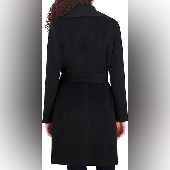 Cole Haan Women's Signature Wool Blend Wrap Coat Black Size 12 - Picture 8 of 16